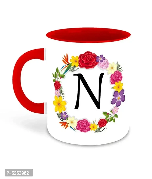 Red Coffee Mug First Letter N