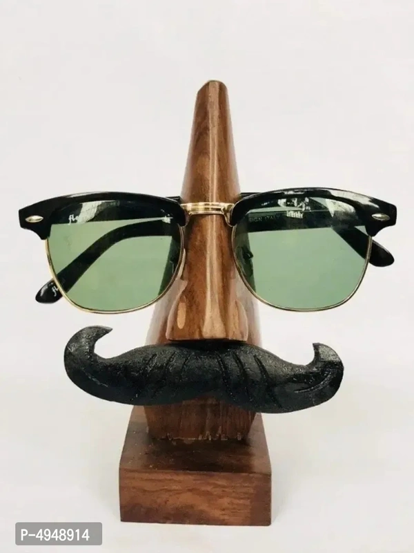 Handmade Wooden Nose Shaped Spectacle Specs Eyeglass Holder Stand with Moustache