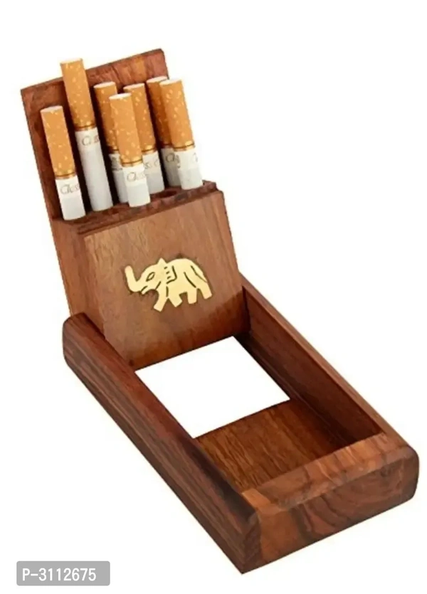 Wooden Pocket Cigarette Case Holder Stand Hand Carved Elephant Design -Export Quality - Suitable for Cigarette Case Upto 4 Inch