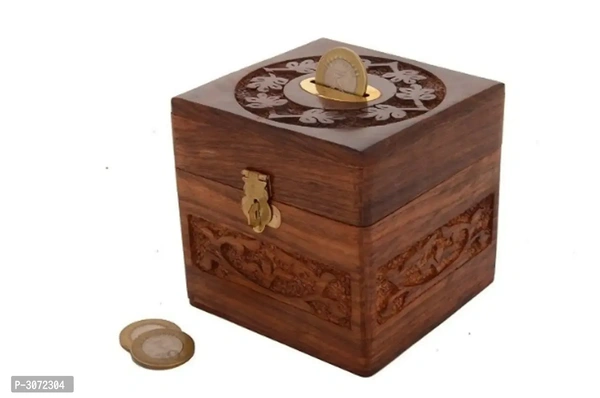 Premium Quality Wooden Money/Coin/Piggy Bank cum multiutilty box for Kids/Adults/House Wife/Grand Parents - 4 Inch