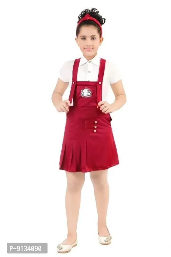 Classic Crepe Solid Dungaree for Kids Girls