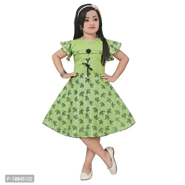 RJ JOSHNA'S Dresses Cotton Blend Printed Knee Length Frock Dress for Girls 