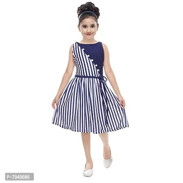 DIGIMART Girl's A-Line Knee Length Dress (_Blue_8-9 Years)