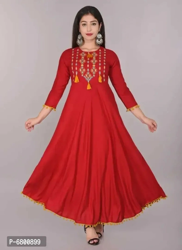 Trendy Rayon Pom Pom Gown