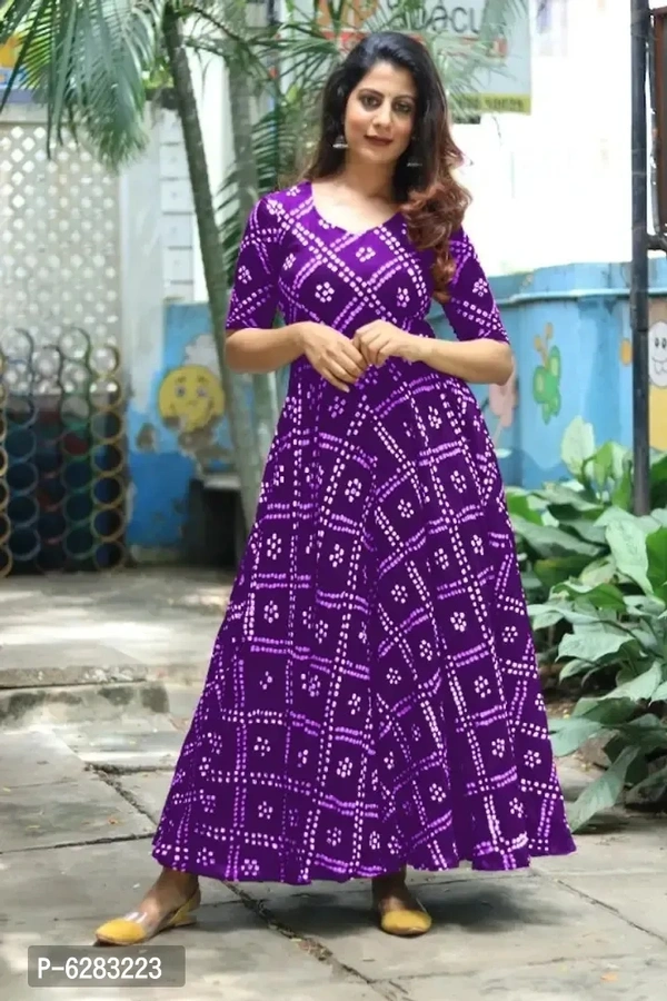 Digital Print Purple Color Fancy Gown 