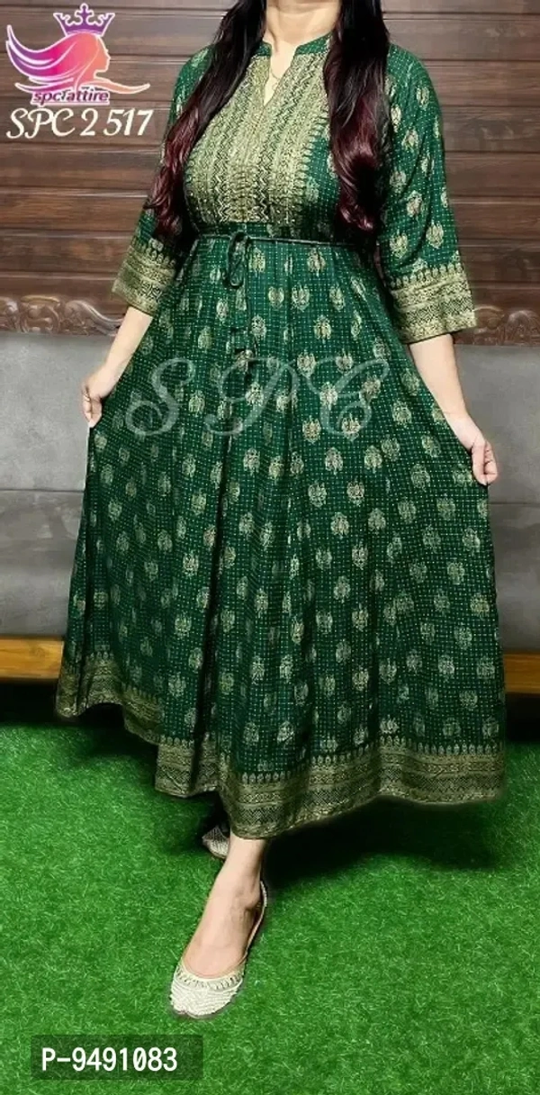 Fashionable Rayon Printed Gown For Women. 