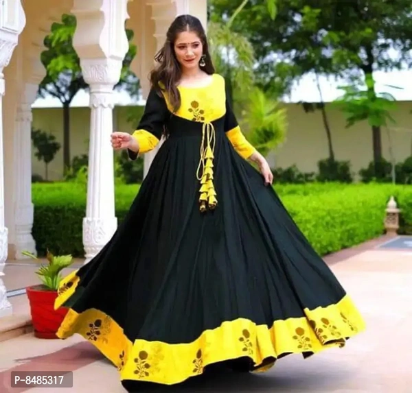 Elegant Rayon Yellow Gown For Women