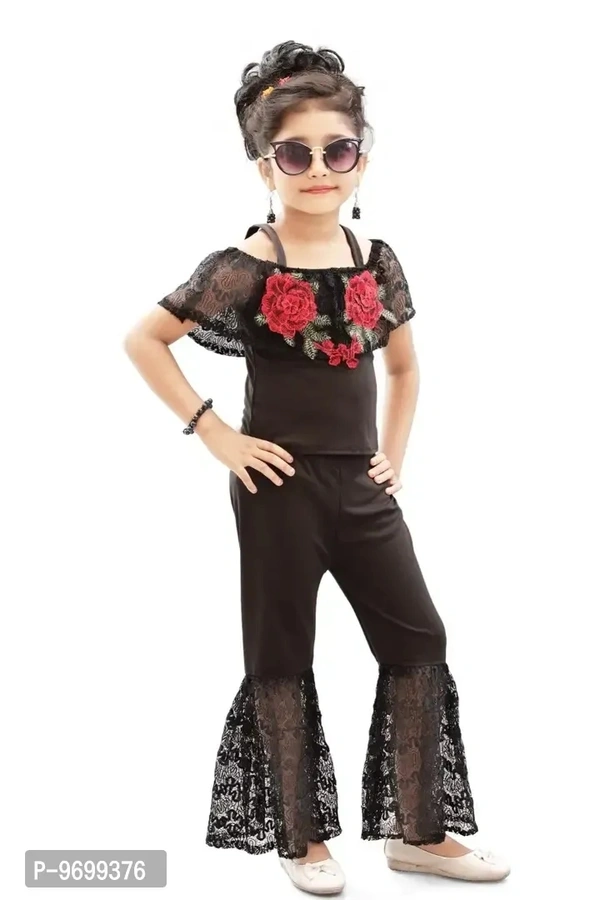 Fabulous Black Cotton Blend Self Pattern Basic Jumpsuit For Baby Girls
