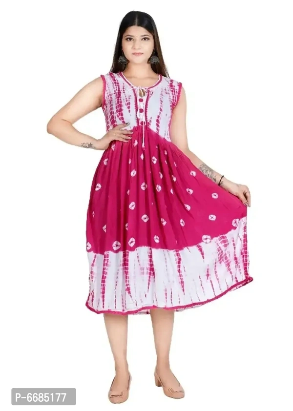 Stylish Rayon Printed Dress For Women