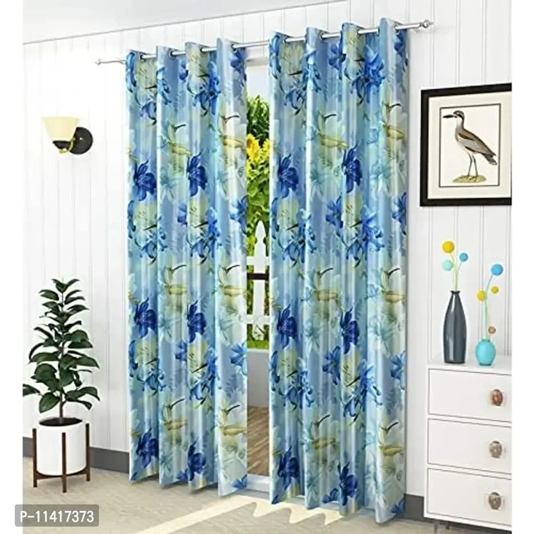 Femfairy? 2 Piece Premium Polyester Floral Long Door Curtain 9 Feet for Long Door