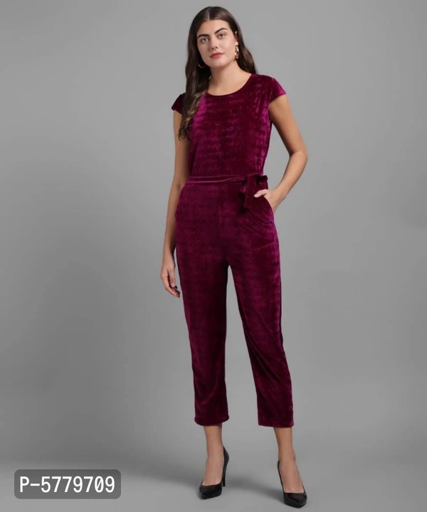 Vivient Women Maroon Velvet Jumpsuit