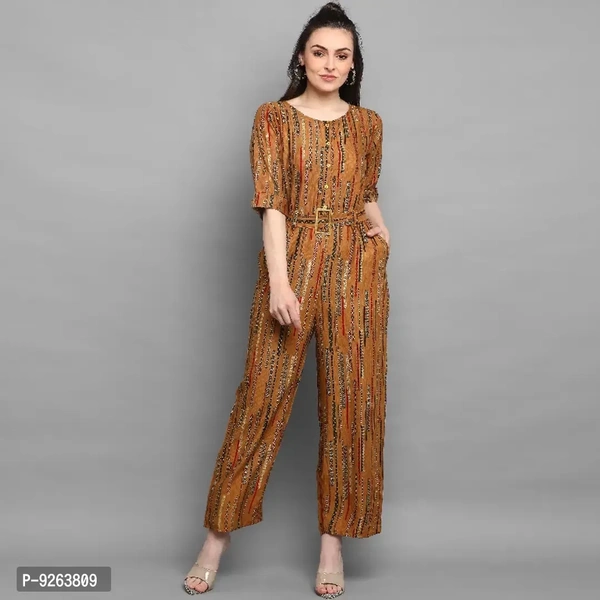 Trendy Designer Foil Printed Rayon Jumpsuit For Woman
