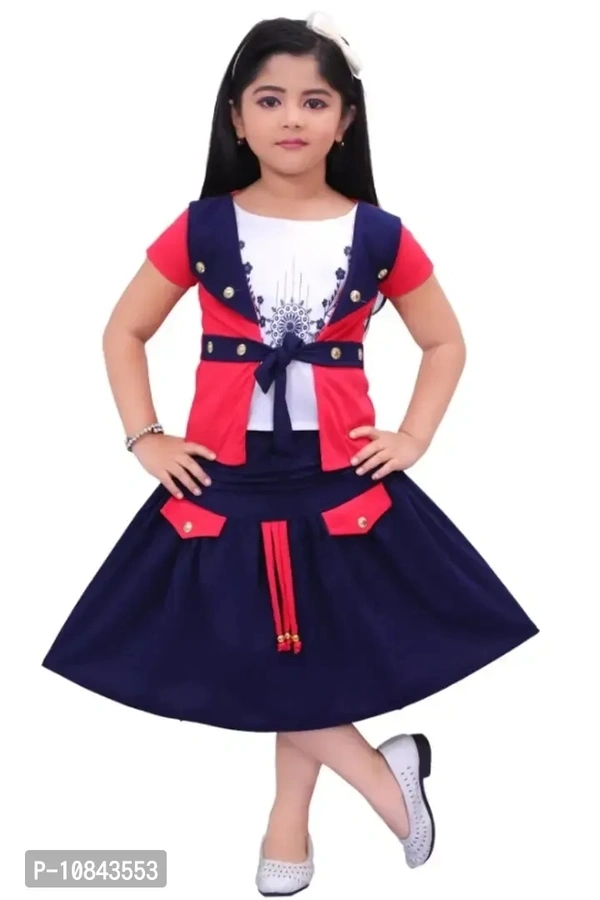 Girls knee length party wear skirt with top