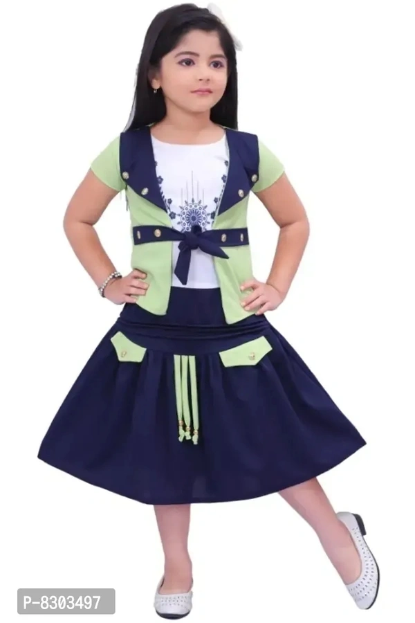 Girls knee length party wear skirt with top