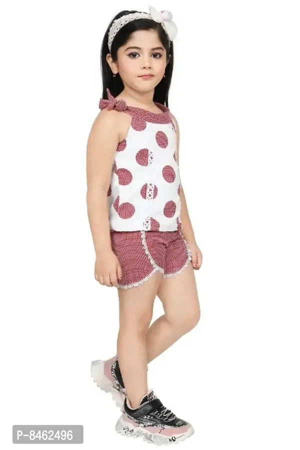 Kids Girls Cotton Blend Stylish HotPant Top Set