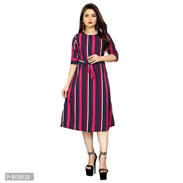 AA Creation Crepe Striped Floral Short Western Dress for Women 137_S One Piece Dresses for Women Casual