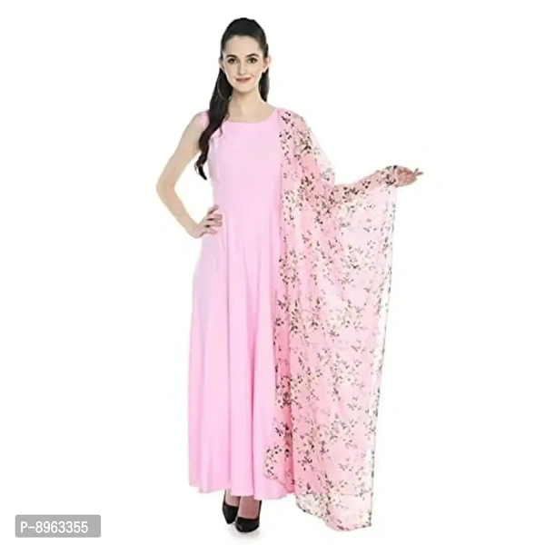 RUDRAKRITI Women's Crepe Maxi Dress and duptta Set
