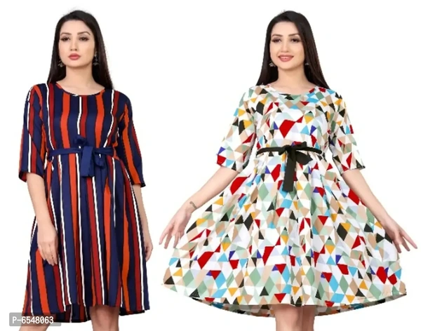 Casual Multi Colour Printed Design dresses (Combo Of 2)