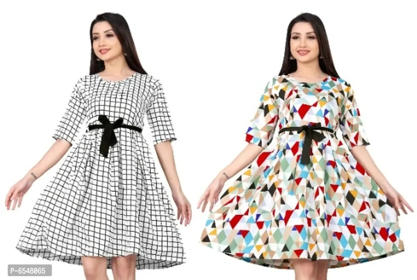 Casual Multi Colour Printed Design dresses (Combo Of 2)