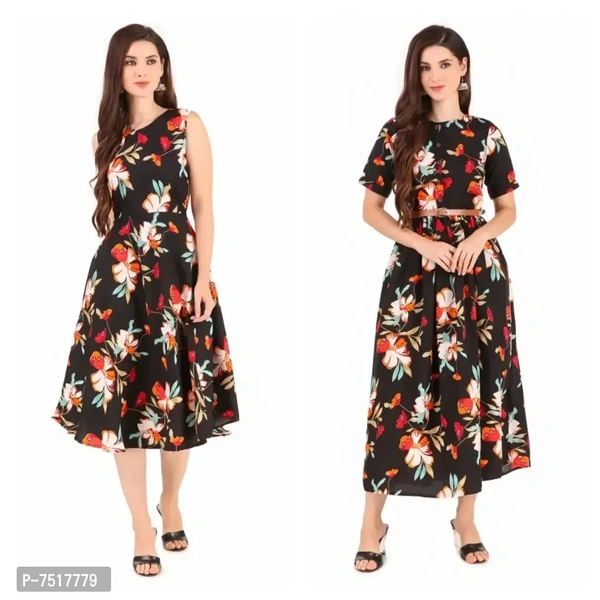 Trendy Crepe Dress for Women Combo of 2