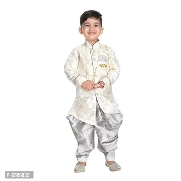 NEW GEN Boys Kurta Pajama Set (Silver_3-4 Years)