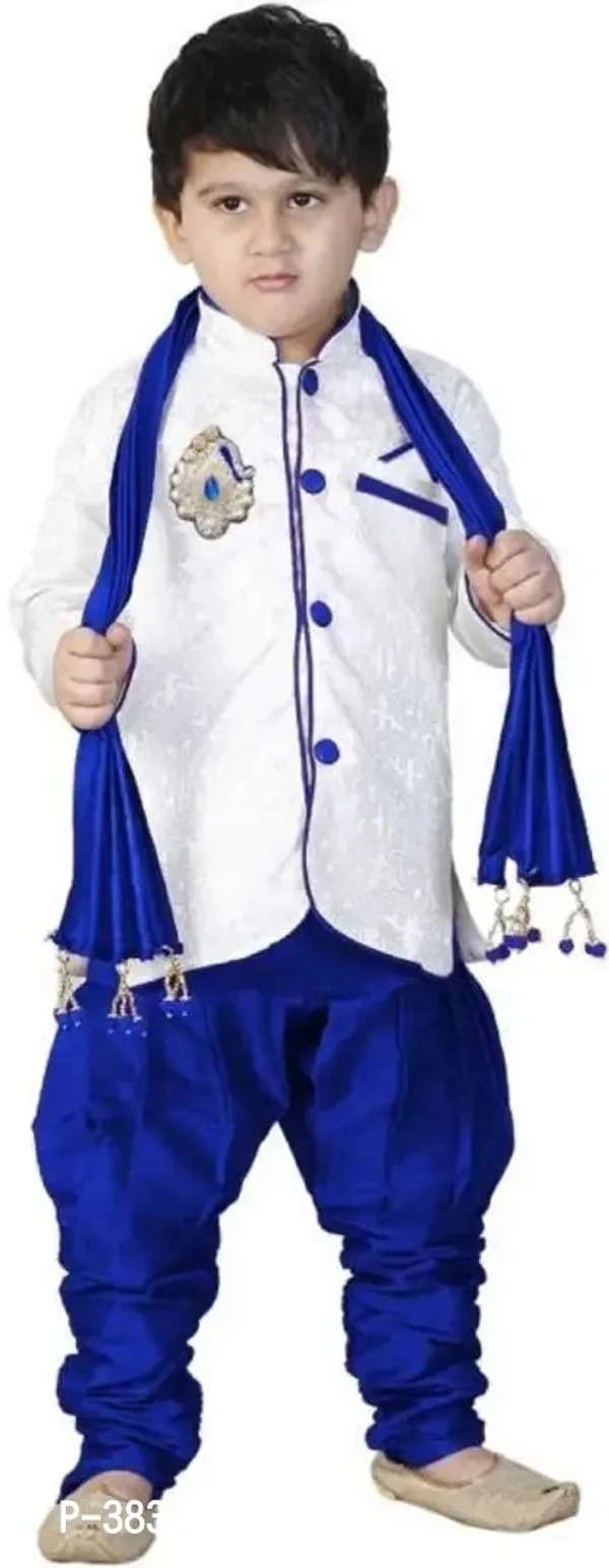 Boys Casual Sherwani and Churidar Set With Dupatta