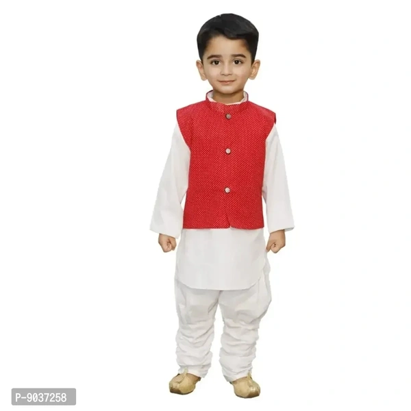 Classic Cotton Solid Kurta Sets for Kids Boys with Waist Coat