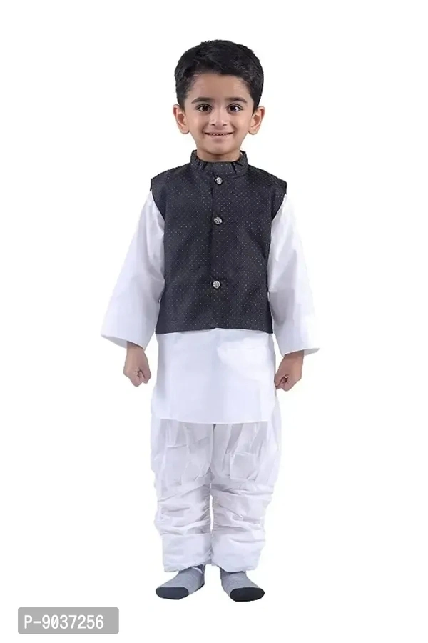 Classic Cotton Solid Kurta Sets for Kids Boys with Waist Coat