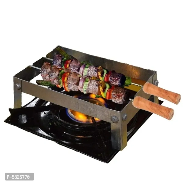 Barbeque Grill Stand For Gas Stove | Gas Tandoor Grill For Home | Foldable Chhota Tandoor with 2 Needles 1 Jali