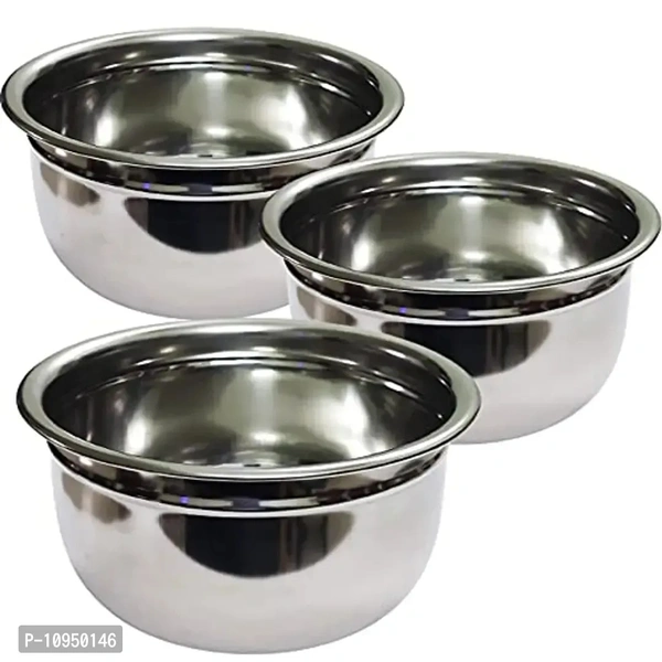 Stainless Steel Flat Bottom Ring Tope Set -3Pcs.750ml,1000ml,1500ml (Induction and Gas Compatible) ApproxWt.0.475Kg