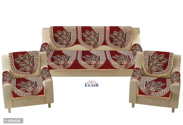 Comfortable Royal Look Velvet 5 Seater Sofa Covers - Set of 6 Pieces