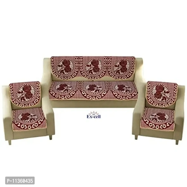 SPIEx-cell Excell Loomtex Velvet Sofa Cover Set | Leaf Patti Design | Heavy 500 TC Fabric