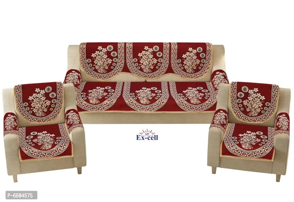 Comfortable Royal Look Velvet 5 Seater Sofa Covers - Set of 6 Pieces