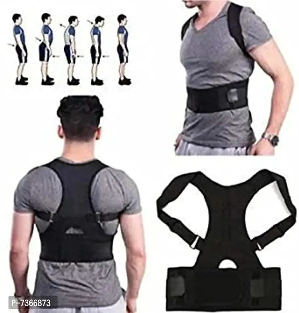 Premium Magnetic Back Brace Posture Corrector Therapy Shoulder Belt for Lower and Upper Back Pain Relief with Magnetic Plates at back Back Support Man Woman(Free Size)-Pack of 1