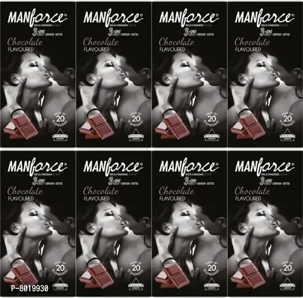 8 x MANFORCE Wild 3 in 1, Chocolate Flavoured Condom 10 Sheets