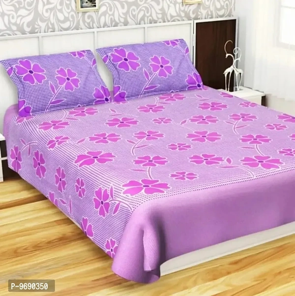 3D - 144TC 3D Printed Polycotton Double Bedsheet Set with 2 Pillow Cov