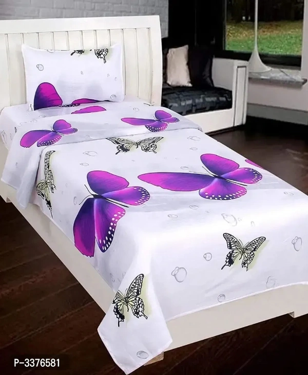 Attractive 3D Printed Bedsheet Set And Pillow Covers (Thread Count - 1