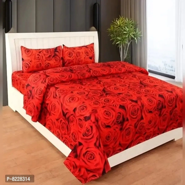 Classic Polycotton Printed Double Bedsheet Set with Pillow Covers