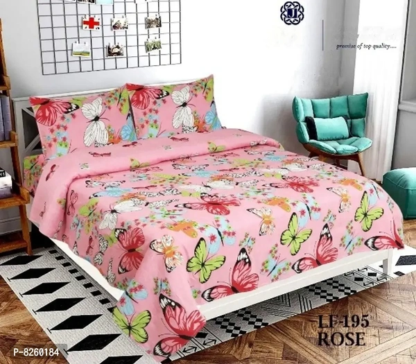 Classy Polycotton Printed Double Bedsheet Sets with Pillow Cover