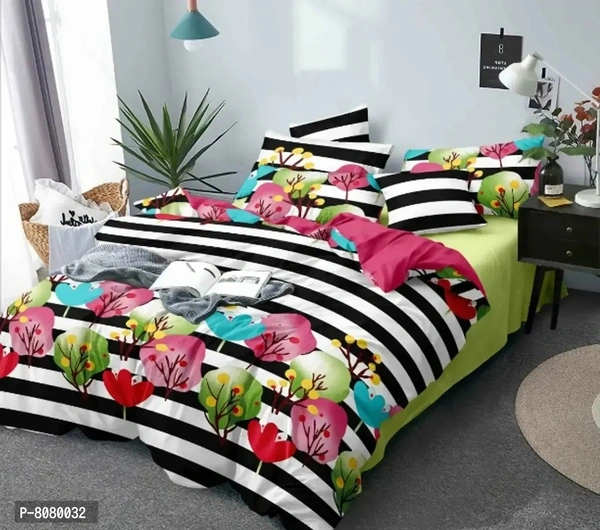 Classy Printed Cotton Double Bedsheet Set with Pillow Covers