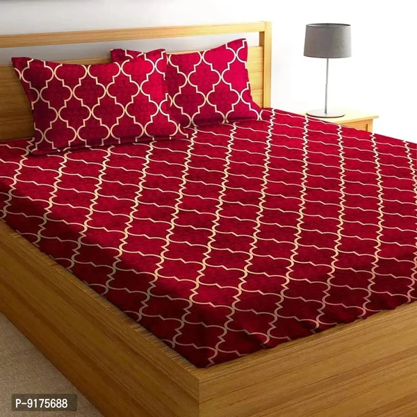 Comfortable Microfiber Printed Double Bedsheet Set with Two Pillow Cov