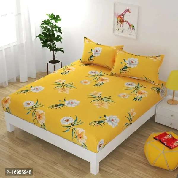 Comfortable Microfiber Printed Double Bedsheet Set with Two Pillow Cov