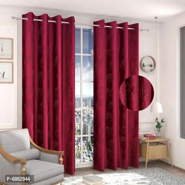 Designer Long Crush Punch Tree Print Door Curtain-7Ft-1 Pc