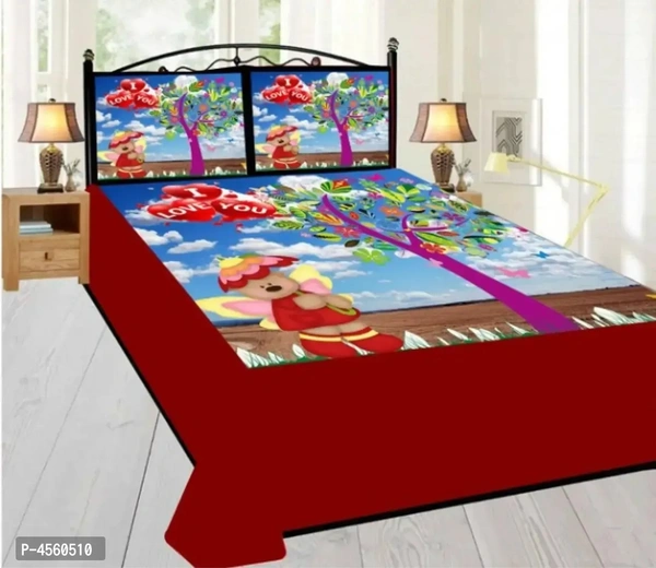 Designer Velvet Kids Bedsheet Set with 2 Pillowcover Fabric: Velvet Ty
