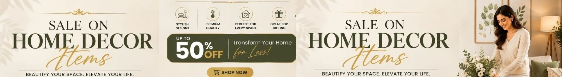 Premium home decor collection featuring modern interior decoration items like vases, lamps, and wall accents for stylish home styling