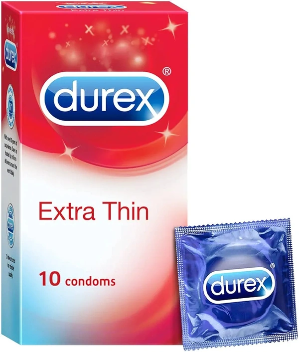 Durex Extra Thin Condoms for Men - 10 Count | Suitable for use with lubes & toys