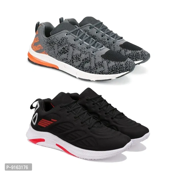 Elegant Canvas Self Design Sports Running Shoes For Men- Pack Of 2