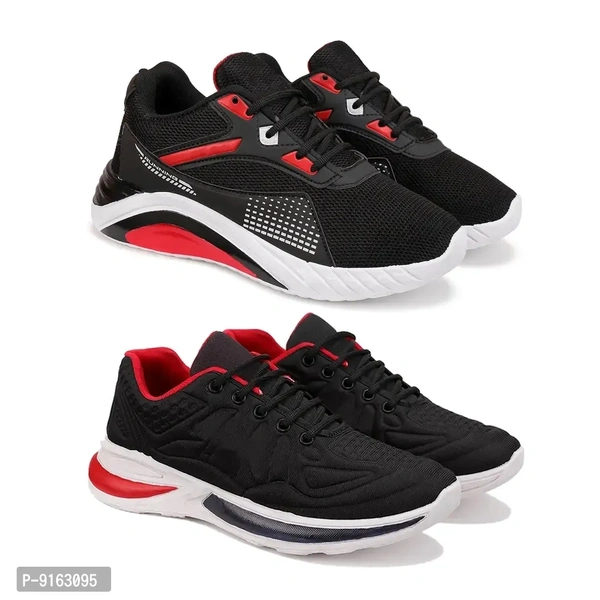 Elegant Canvas Self Design Sports Running Shoes For Men- Pack Of 2