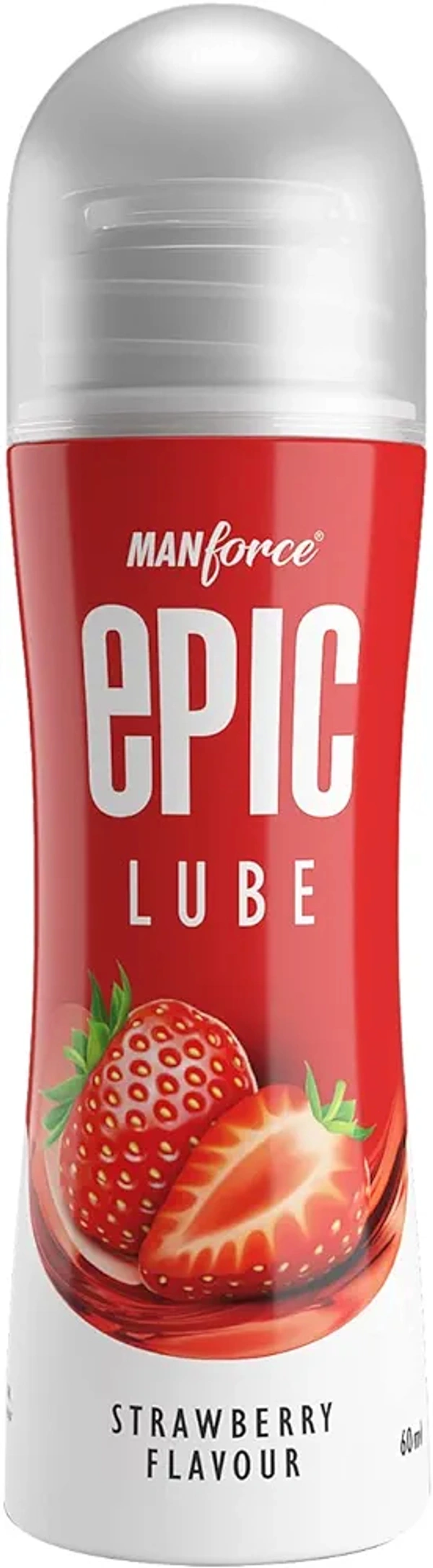 Epic Lube, Strawberry Flavoured Lubrication Gel for Men & Women,  Water-Based Gel, Skin-Friendly, Safe to Use with Condoms, 60ml