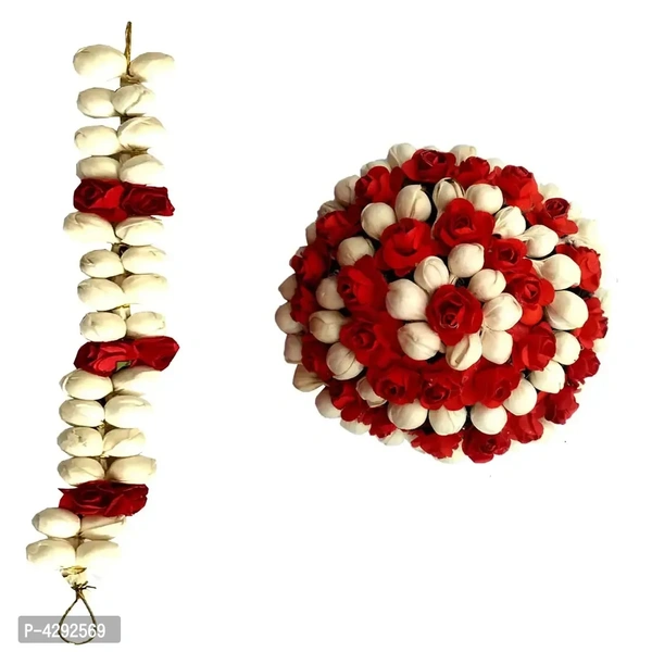 Fancy Multicoloured Flower Hair Bun Juda And Gajra